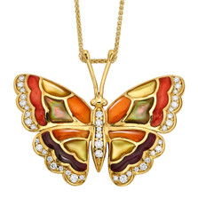 Butterfly 14K Gold Inlay Pendant Necklace | Kabana Jewelry | GPCF697MMS-CH