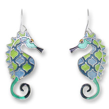 Seahorse Enameled Wire Earrings | Zarah Jewelry | 32-21-Z1