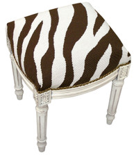 Zebra Stripe Needlepoint Vanity Stool | Zebra Vanity Stool | C728EWFS