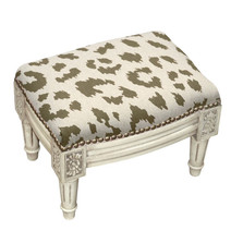 Cheetah Print Upholstered Footstool | Cheetah Footstool | CS065WFSS-GY