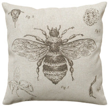 Bee Study Upholstered Pillow | Bee Pillow | CS016P-GY.18x18