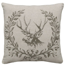 Elk Wreath Upholstered Pillow | Elk Pillow | CS038P-GY.18x18