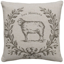 Sheep Upholstered Pillow | Sheep Pillow | CS041P-GY.18x18