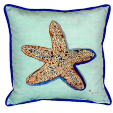 Starfish Teal Indoor Outdoor Pillow 22x22 | Betsy Drake | BDZP604C