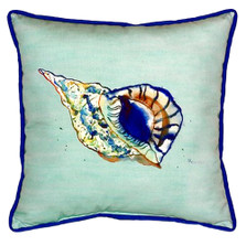 Blue Conch Shell Teal Indoor Outdoor Pillow 22x22 | Betsy Drake | BDZP606C