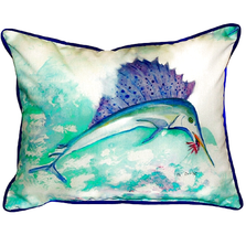 Sailfish Teal Indoor Outdoor Pillow 20x24 | Betsy Drake | BDZP006