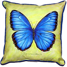 Blue Morpho Butterfly Indoor Outdoor Pillow 22x22 | Betsy Drake | BDZP348