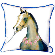 Horse and Garland Indoor Outdoor Pillow 22x22 | Betsy Drake | BDZP132