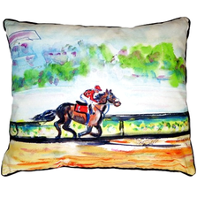 Race Horse Scene Indoor Outdoor Pillow 20x24 | Betsy Drake | BDZP313