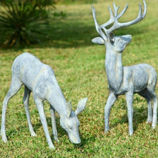 Deer Pair Grazing Sculpture | 33686 | SPI Home