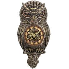 Steampunk Owl Wall Pendulum Clock | Unicorn Studios | WU77195A4