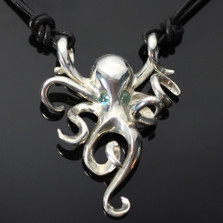 Octopus Silver Pendant Necklace Topaz Eyes | Anisa Stewart Jewelry | S1002-N