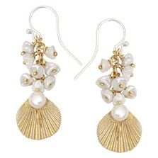 Sea Scallop Pearl Dangle Earrings | Michael Michaud Jewelry | 3219BZGSWP