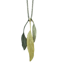 Feather 20" Tri Color Pendant Necklace | Michael Michaud Jewelry | 9009BZSPGMG