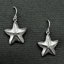 Starfish Pewter Drop Wire Earrings