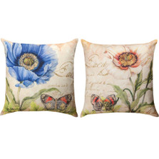 Poppy Blue and White Reversible Indoor/Outdoor Pillow | Manual Woodworkers | SLPOPB