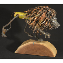 Lion Metal and Wood Sculpture "Looking for Trouble" | Frank Cole Art | FCSLFT