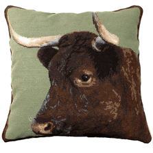 Cow Needlepoint Down Throw Pillow | Michaelian Home | MICNCU198