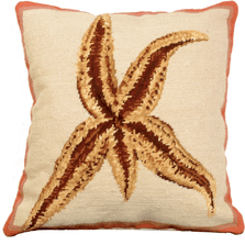 Starfish Needlepoint Down Throw Pillow | Michaelian Home | MICNCU805