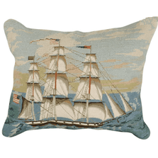 Ship at Full Mast Mixed Stitch Down Throw Pillow | Michaelian Home | MICNCU456