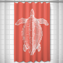 Sea Turtle Shower Curtain Vintage Coral | Island Girl Home | SC164