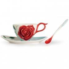 Romance of the Rose Porcelain Cup Saucer Spoon Set | FZ02644 | Franz Collection