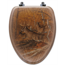 Deer Oak Wood Elongated Toilet Seat "Maple Rush" | Wood Graphixs | WGIMR-E