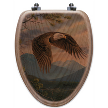 Eagle Oak Wood Elongated Toilet Seat "Majestic Moment" | Wood Graphixs | WGIMAJM-E