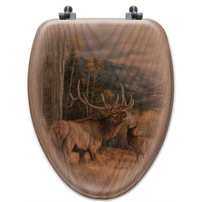 Elk Oak Wood Elongated Toilet Seat "Meadow Music" | Wood Graphixs | WGIMME-E