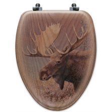 Moose Oak Wood Elongated Toilet Seat "Chocolate" | Wood Graphixs | WGICM-E
