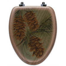 Pinecone Oak Wood Elongated Toilet Seat | Wood Graphixs | WGIPC-E