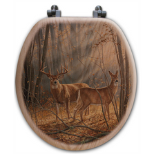 Deer Oak Wood Round Toilet Seat "Woodland Splendor" | Wood Graphixs | WGIDWS-R