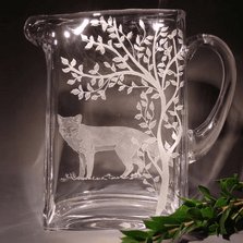Fox Etched Crystal Pitcher | Evergreen Crystal | P1010399-650