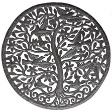 Tree of Life Round Recycled Steel Oil Drum Wall Sculpture