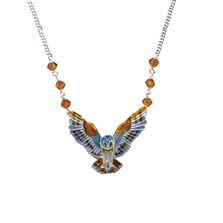 Barn Owl Large Cloisonne Necklace | Bamboo Jewelry | bj0095sn