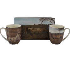 Lion Bone China Mug Set of 2 | McIntosh Trading Lion Mug | Robert Bateman Lion Mug Set