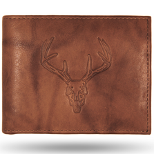 Deer Skull Leather Bifold Tan Wallet