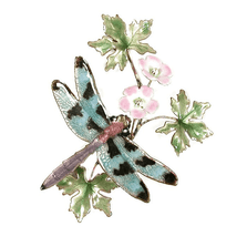 Bovano Check Winged Dragonfly with Flower Enameled Copper Wall Art | W7616