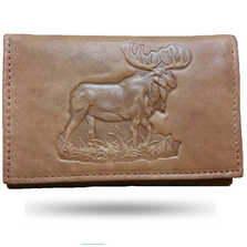Moose Men's Leather Trifold Tan Wallet