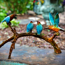 Hummingbirds on Branch Bronze Sculpture | Metropolitan Galleries | SRB097028