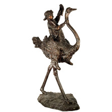 Child Riding Ostrich Bronze Outdoor Statue | Metropolitan Galleries | SRB96090