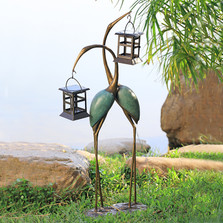 Stylized Crane Pair LED Garden Lantern | 34882 | SPI Home