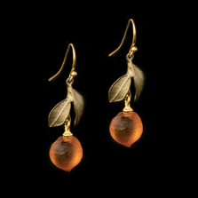 Orange Blossom Leaf Drop Dangle Wire Earrings | Nature Jewelry | Michael Michaud | 3324BZ