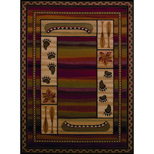 Leaf & Paw Print Lodge Area Rug "Canoe Sunset" | United Weavers | 750-04043