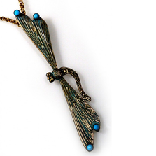 Dragonfly Pendant Chinese Turquoise Chain Necklace | Elaine Coyne Jewelry | NAP30121NTU 