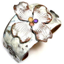 Dogwood Flowers Brass Cuff Bracelet | Elaine Coyne Jewelry | ECGNWC840CF