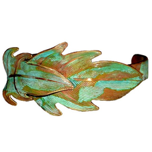 Leaves Verdigris Patina Brass Cuff Bracelet | Elaine Coyne Jewelry | ECGLP405CF