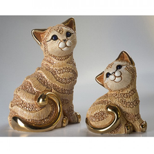 Ginger Cat Family Ceramic Figurine Set of 2 | De Rosa | F183-F383