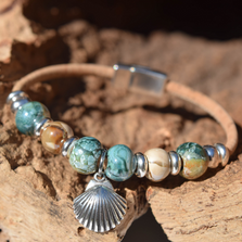 Shell Sterling Silver and Cork Bracelet | Nature Jewelry | CTD-B85-3