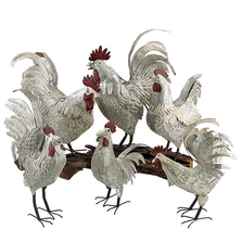 Rooster Metal Outdoor Garden Sculpture Set of 6 | Zaer International